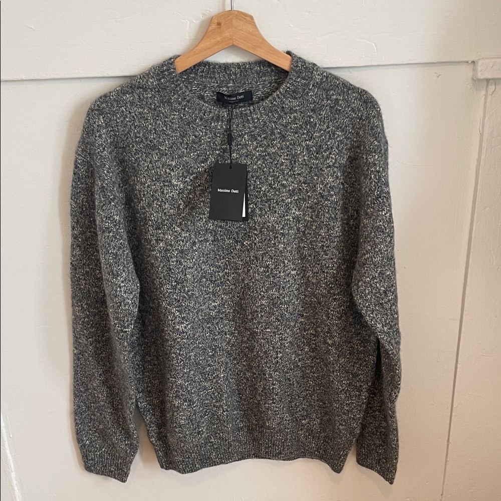 NEW Massimo Dutti Men’s KNIT MOULINÉ COTTON AND WOOL SWEATER
